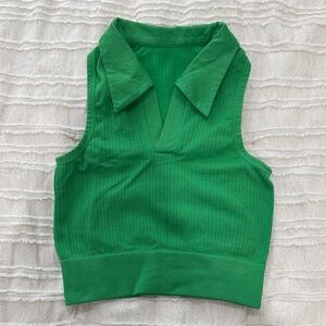 Abercrombie Vibrant Green Collared Tank Top - XS